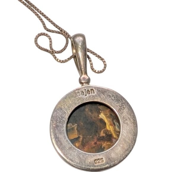 Sajen 18" Sterling Silver Necklace with Tiger Eye Pendant - Picture 10 of 16